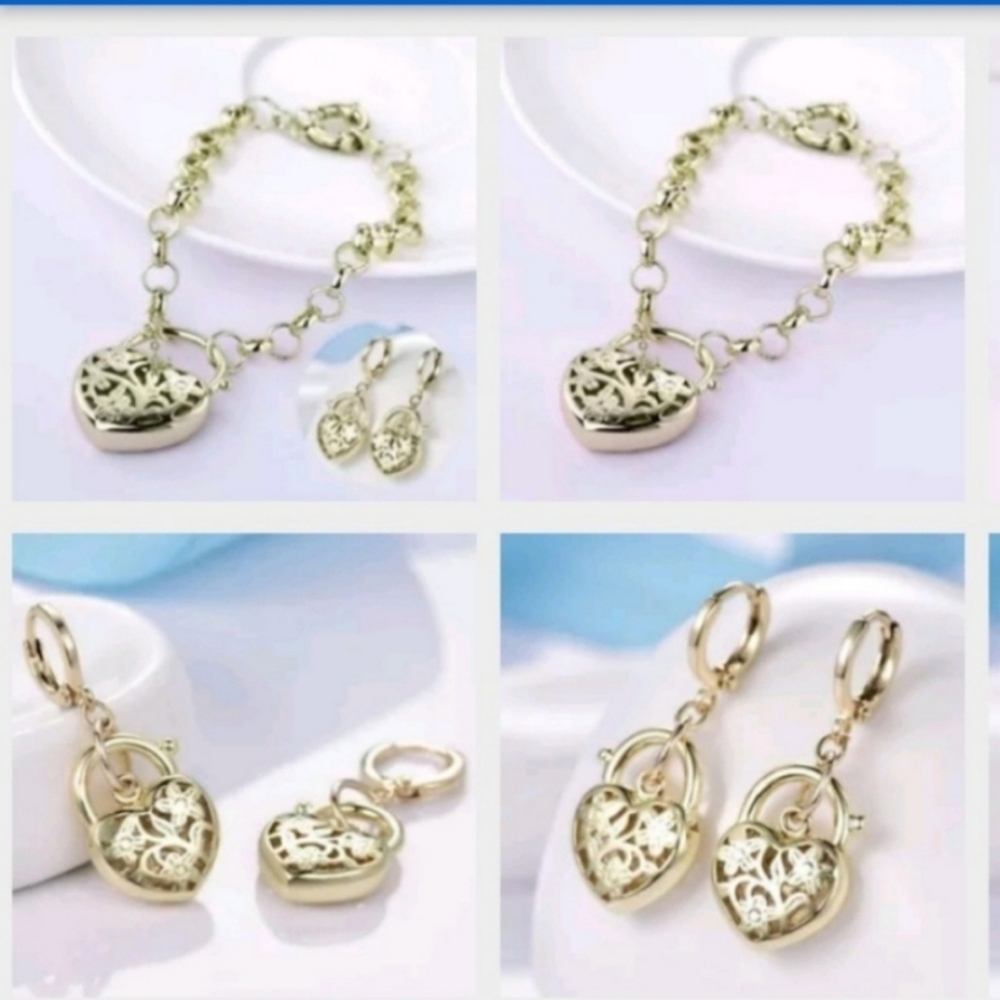 18k Gold Filled Heart Lock Chic BraceletesGold Fi